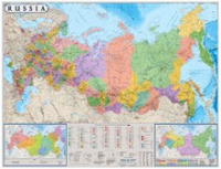 Настенная политико-административная карта Россия на английском языке - «globural.ru» - Туймазы